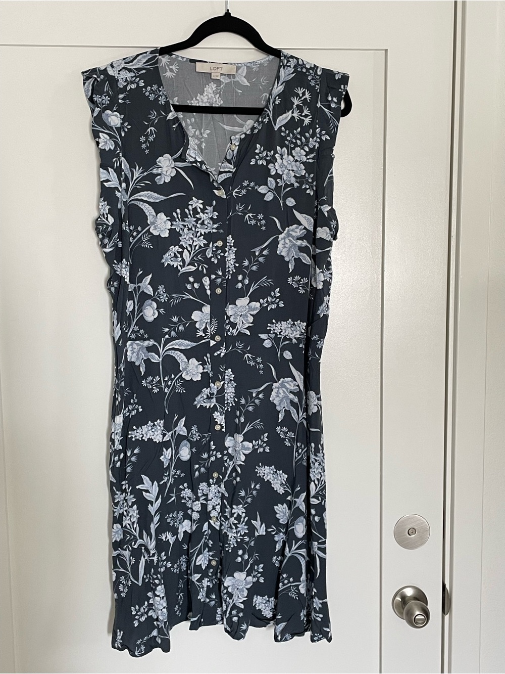LOFT Navy and White Floral Dress